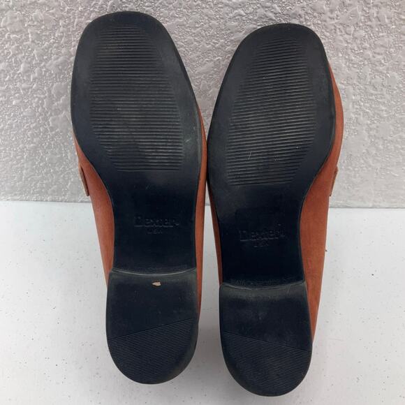 Dexter Comfort Brown Leather Tassel Fringe Block Heel Slip On Loafer Shoes - Picture 5 of 11